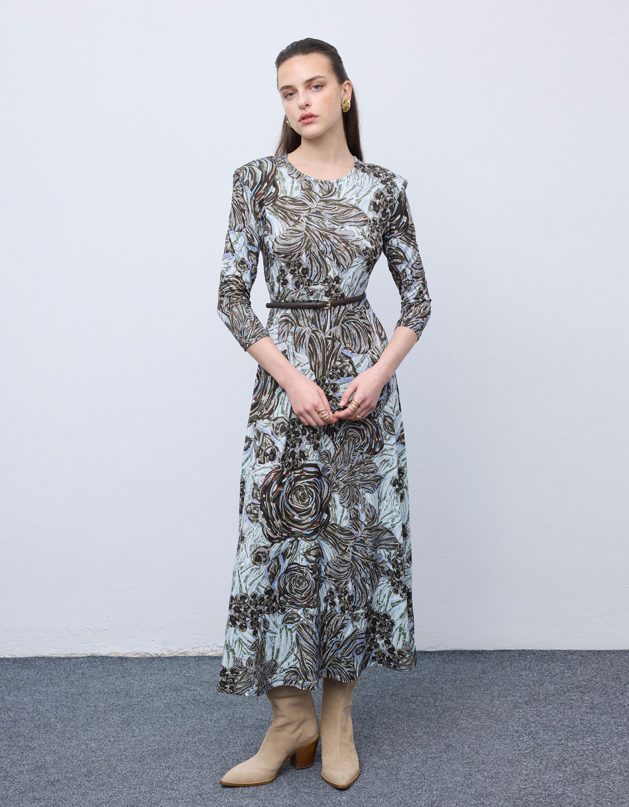 Ciel Concept Mosaic anthesis silver jersey midi dress