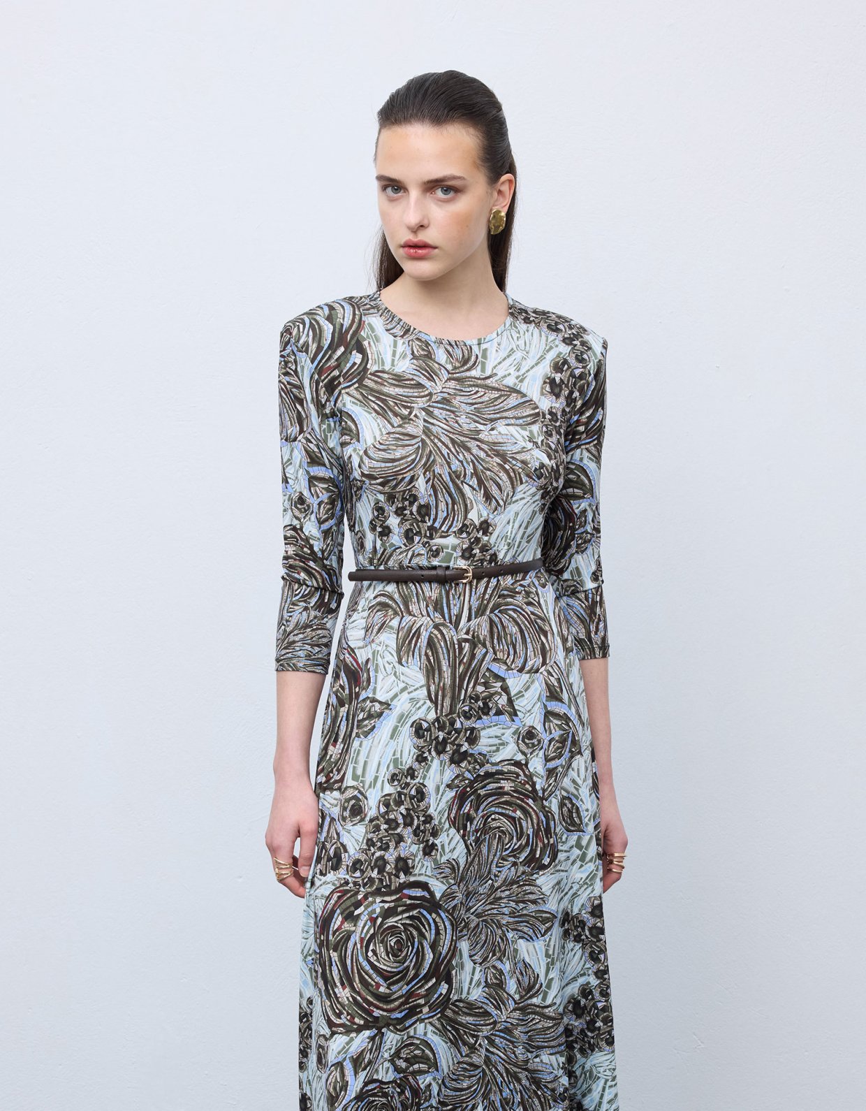 Ciel Concept Mosaic anthesis silver jersey midi dress