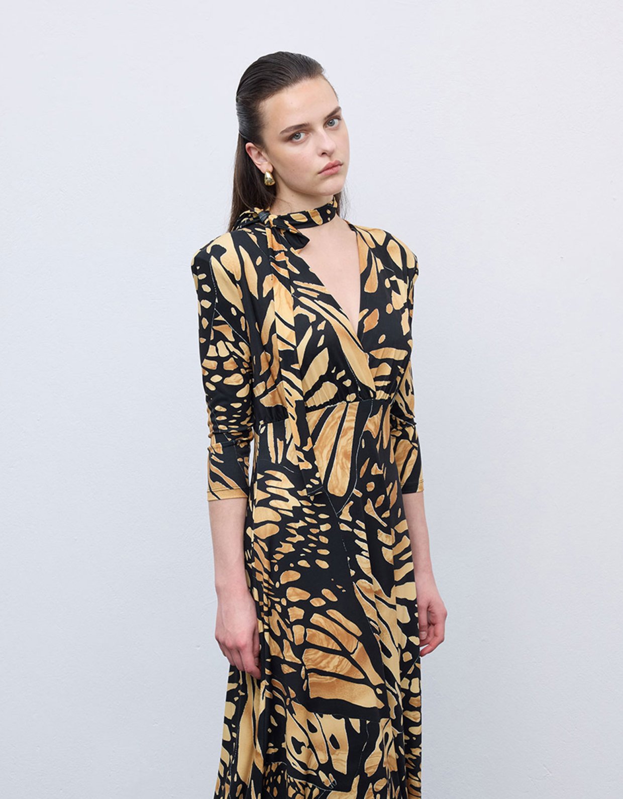 Ciel Concept Mosaic butterfly jersey midi dress