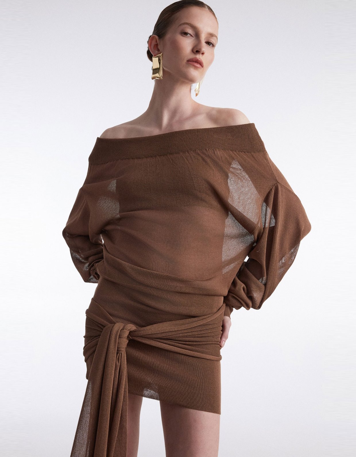 Nadia Rapti No. 26 Knitted mini dress brown