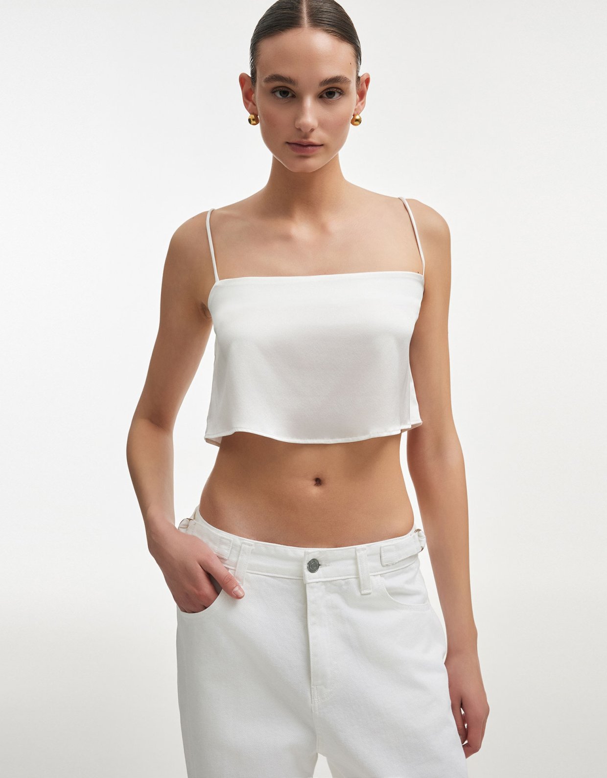 Nadia Rapti Taylor denim trousers off white