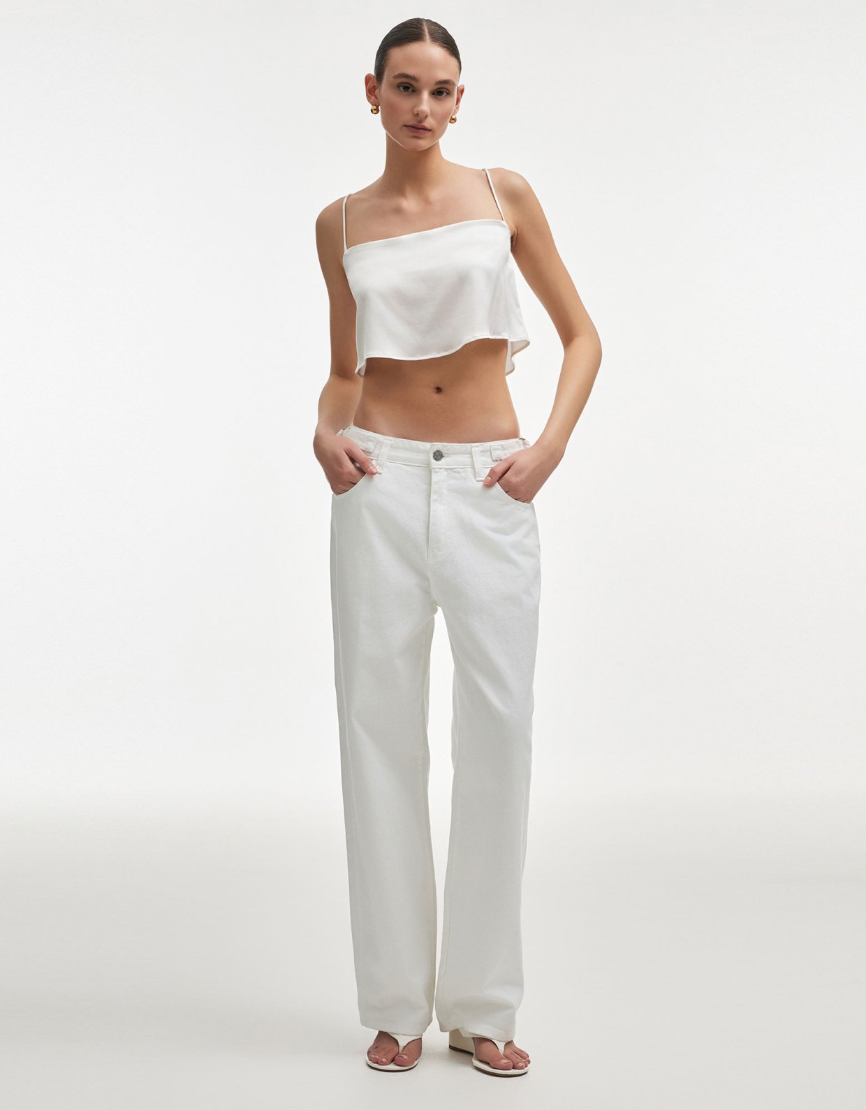 Nadia Rapti Taylor denim trousers off white