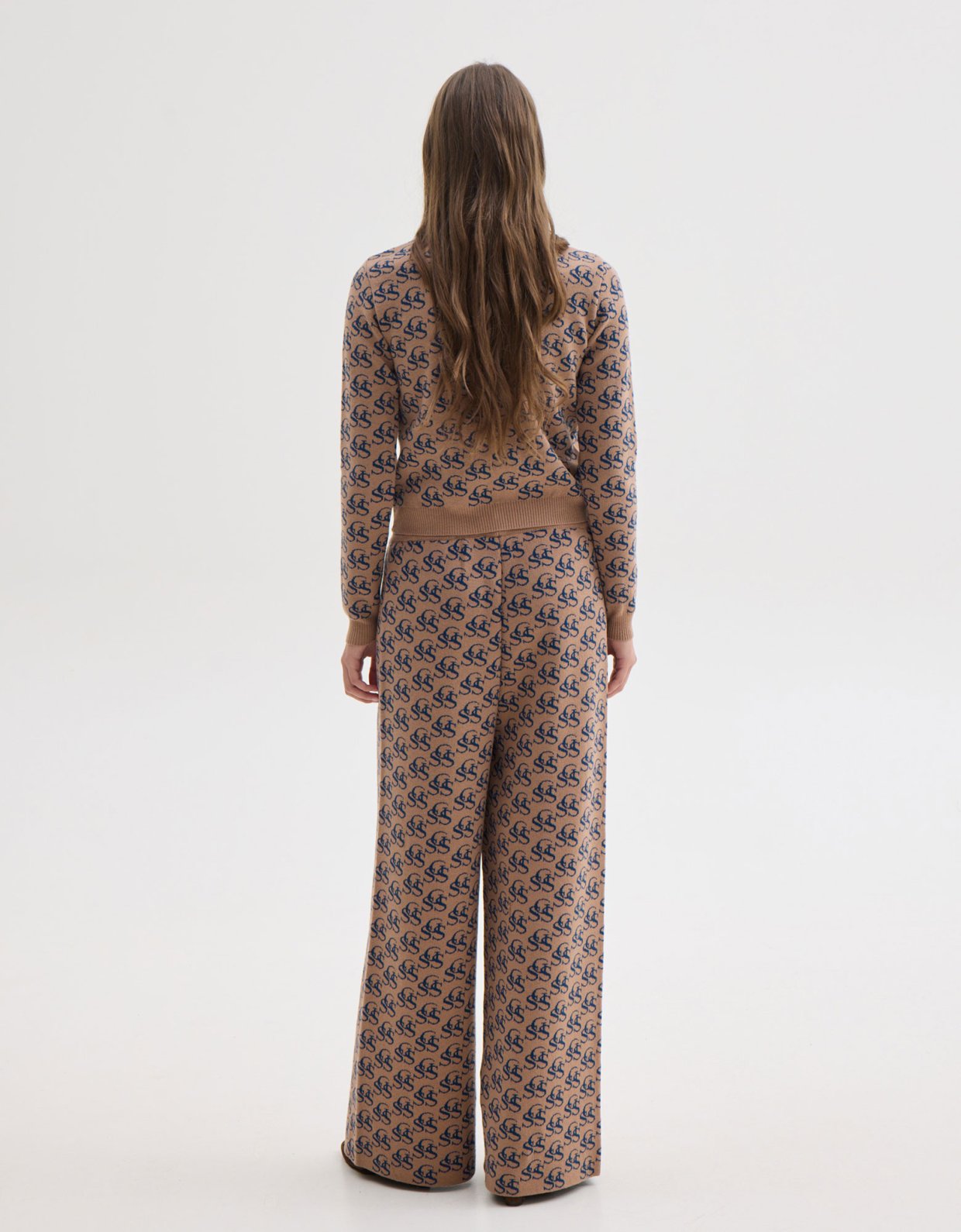 Sunset go Nancy knit pants beige/blue ssg print