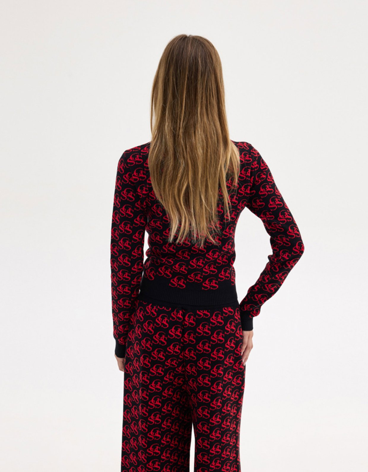Sunset go Nancy knit top black/red ssg print