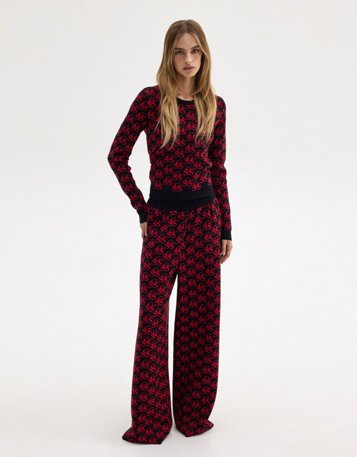 Sunset go Nancy knit top black/red ssg print