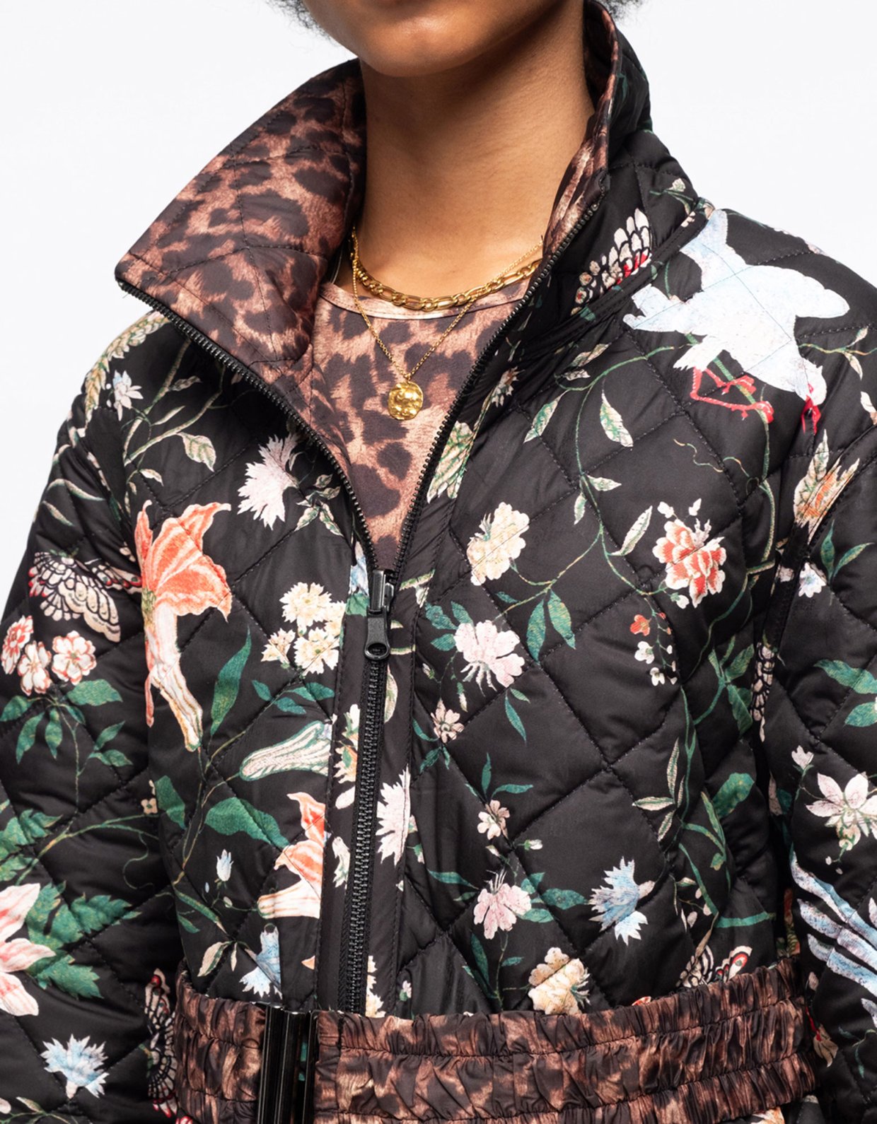 Peace and Chaos Nightingale puffer double faced