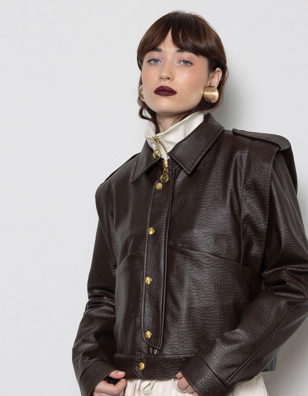 Mallory the label Noonday leather jacket brown