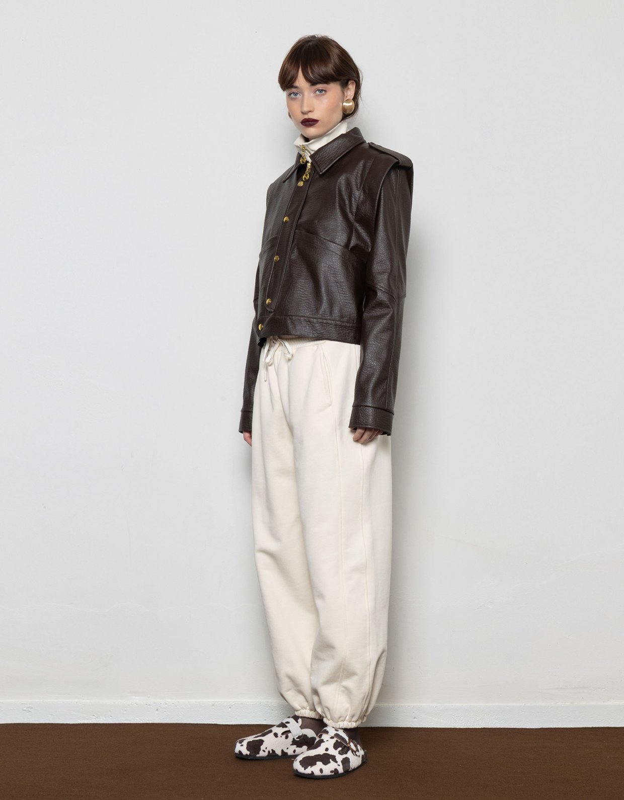 Mallory the label Noonday leather jacket brown