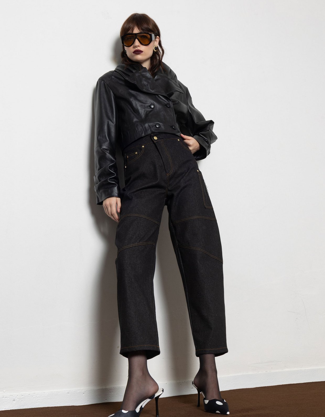 Mallory the label Nova black leather jacket
