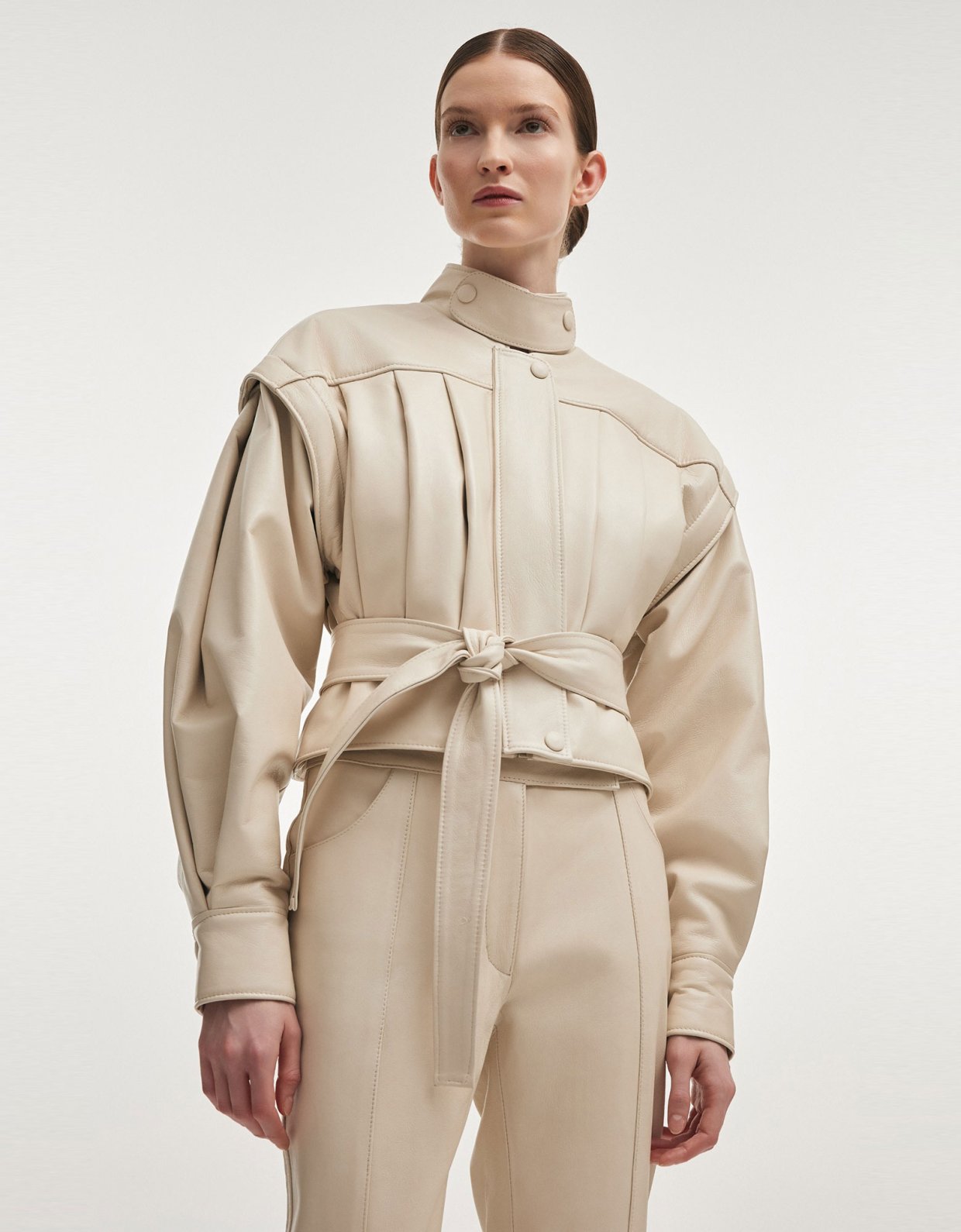 Nadia Rapti Tempest leather jacket white