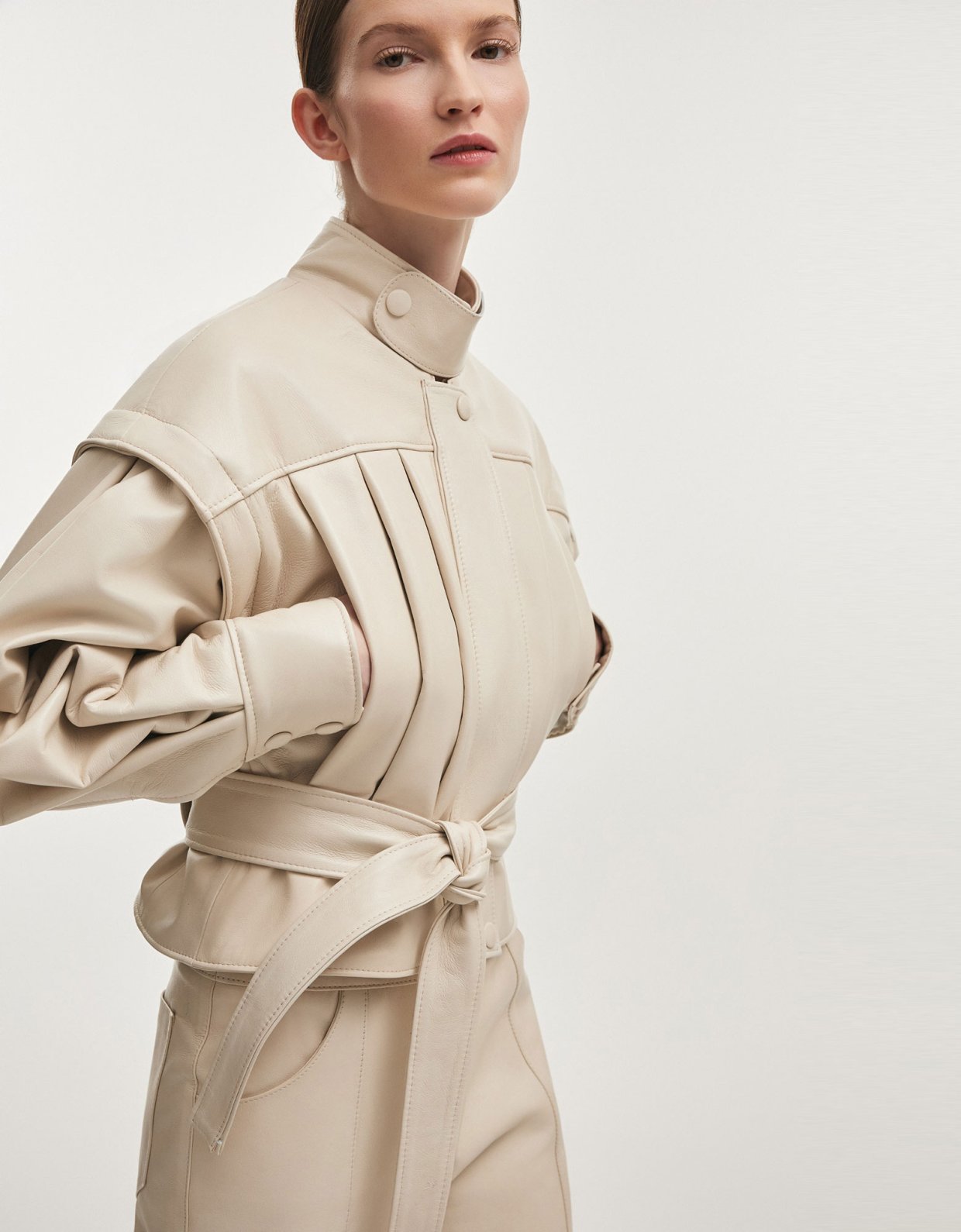 Nadia Rapti Tempest leather jacket white