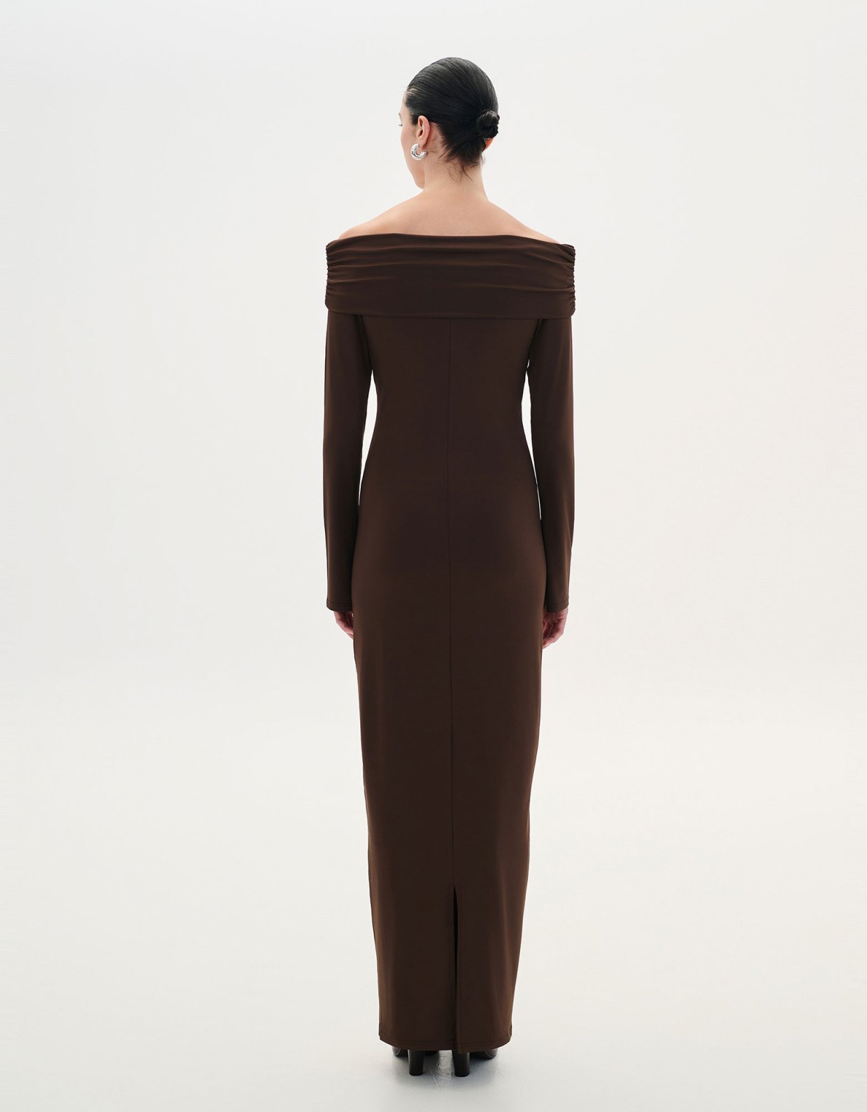 Combos Knitwear Off shoulder maxi dress brown