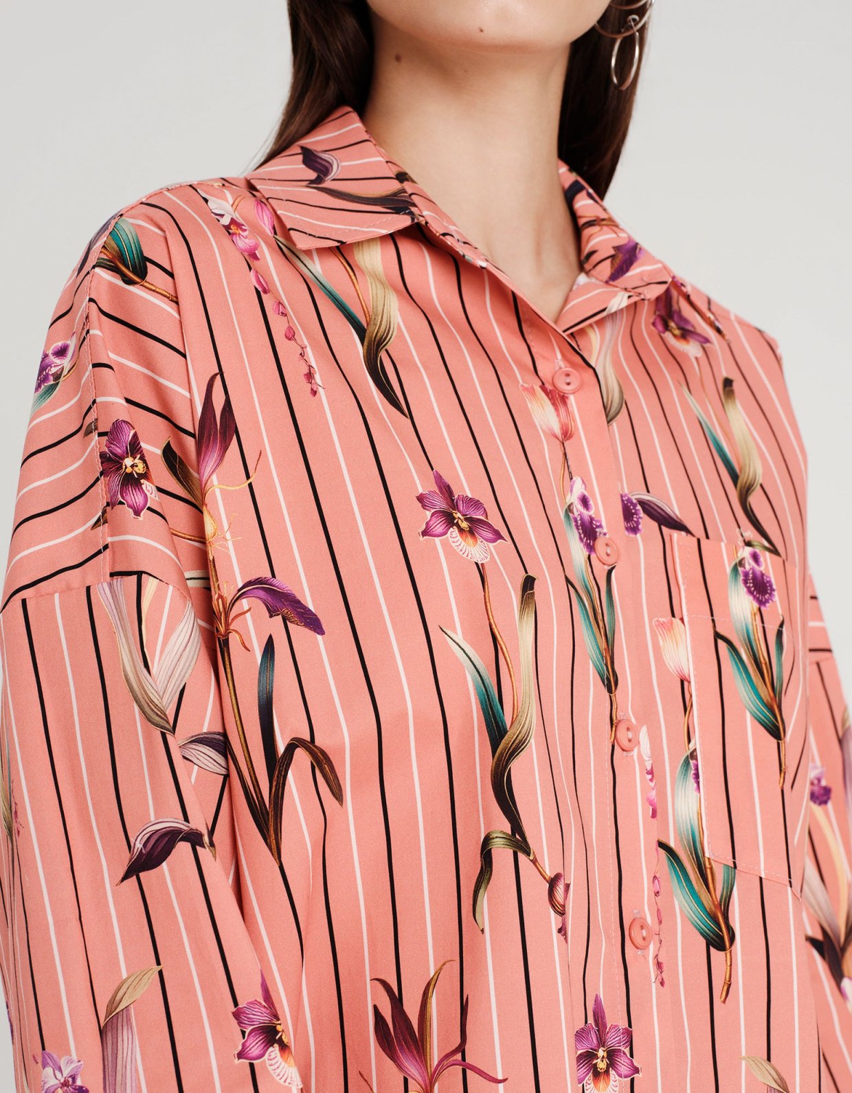 Peace and Chaos Orchid shirt coral