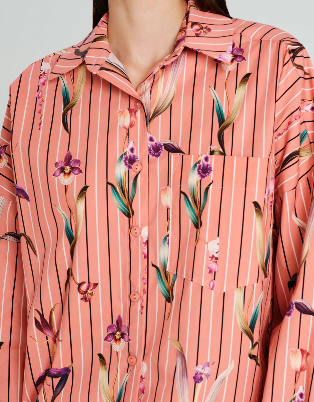 Peace and Chaos Orchid shirt coral