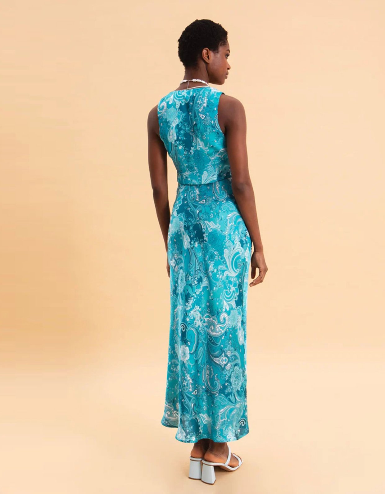 Eveleya Paisley waves midi satin dress