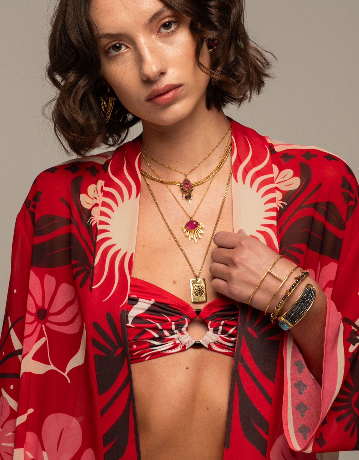 Peace and Chaos Passion flower kimono