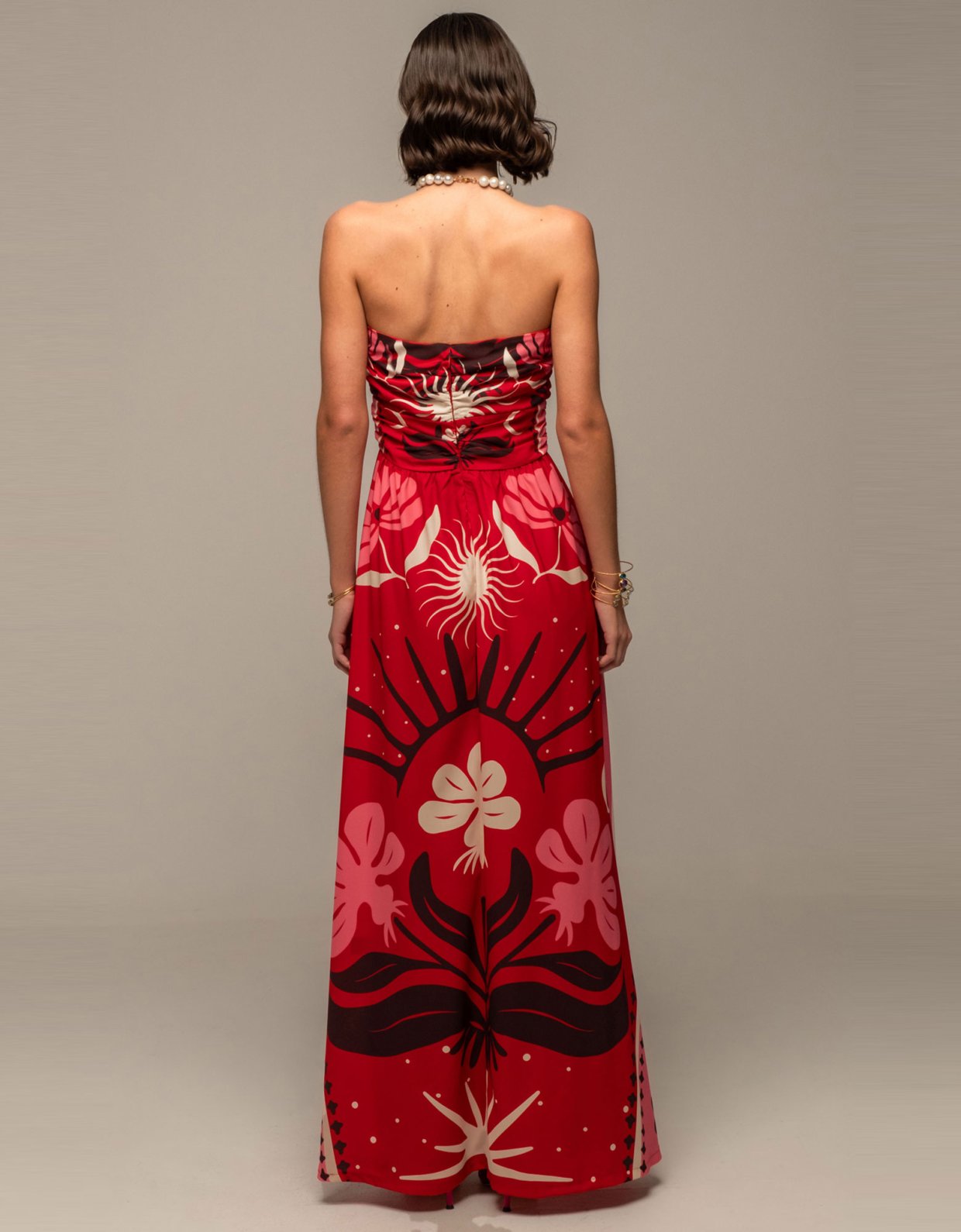 Peace and Chaos Passion flower strapless dress