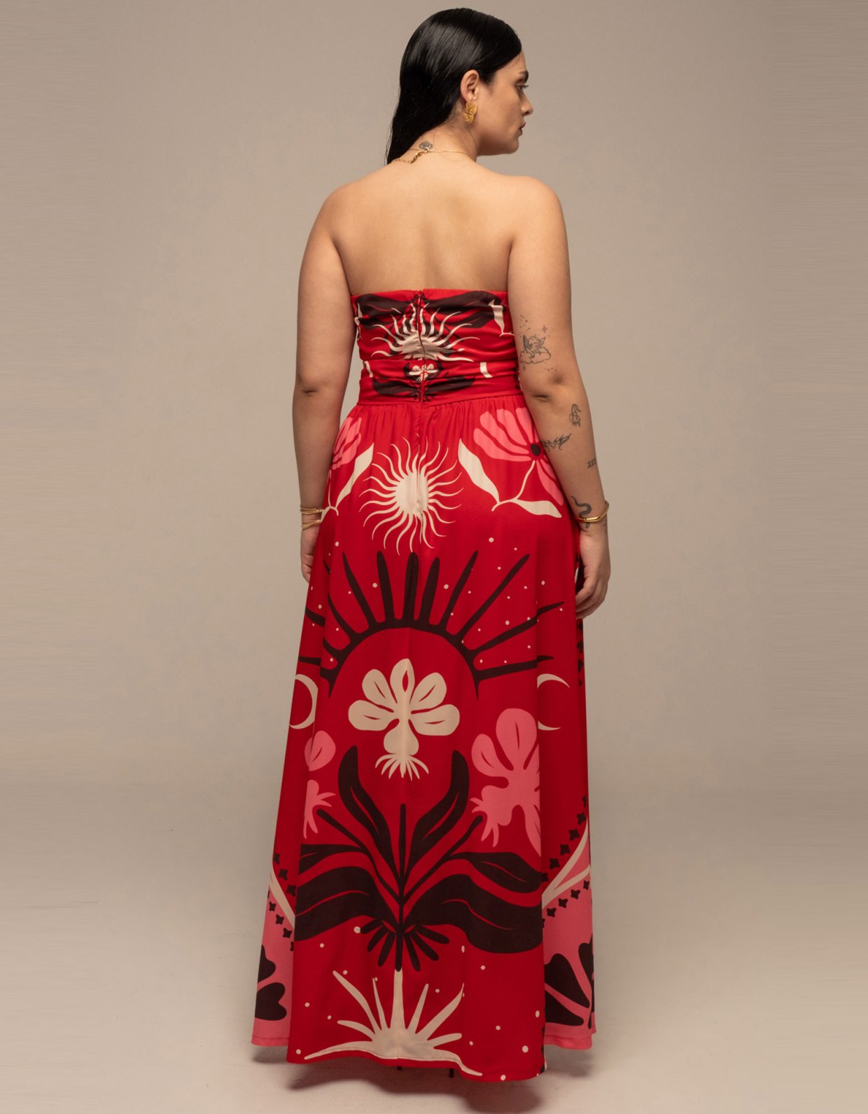 Peace and Chaos Passion flower strapless dress