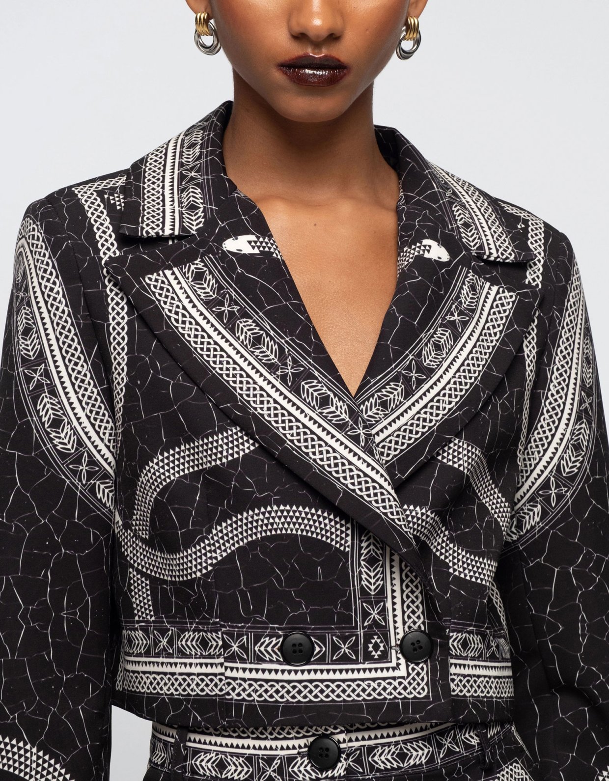 Peace and Chaos Philosophy crop blazer