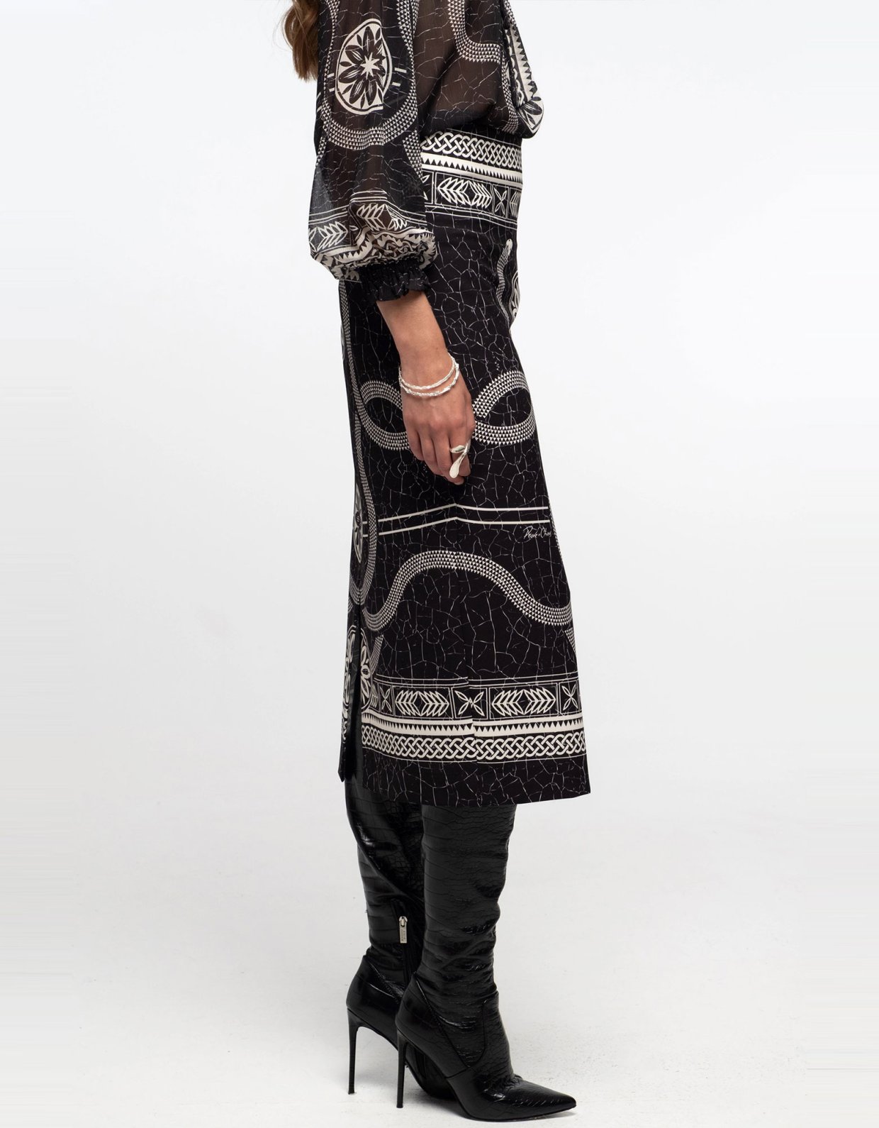 Peace and Chaos Philosophy midi skirt