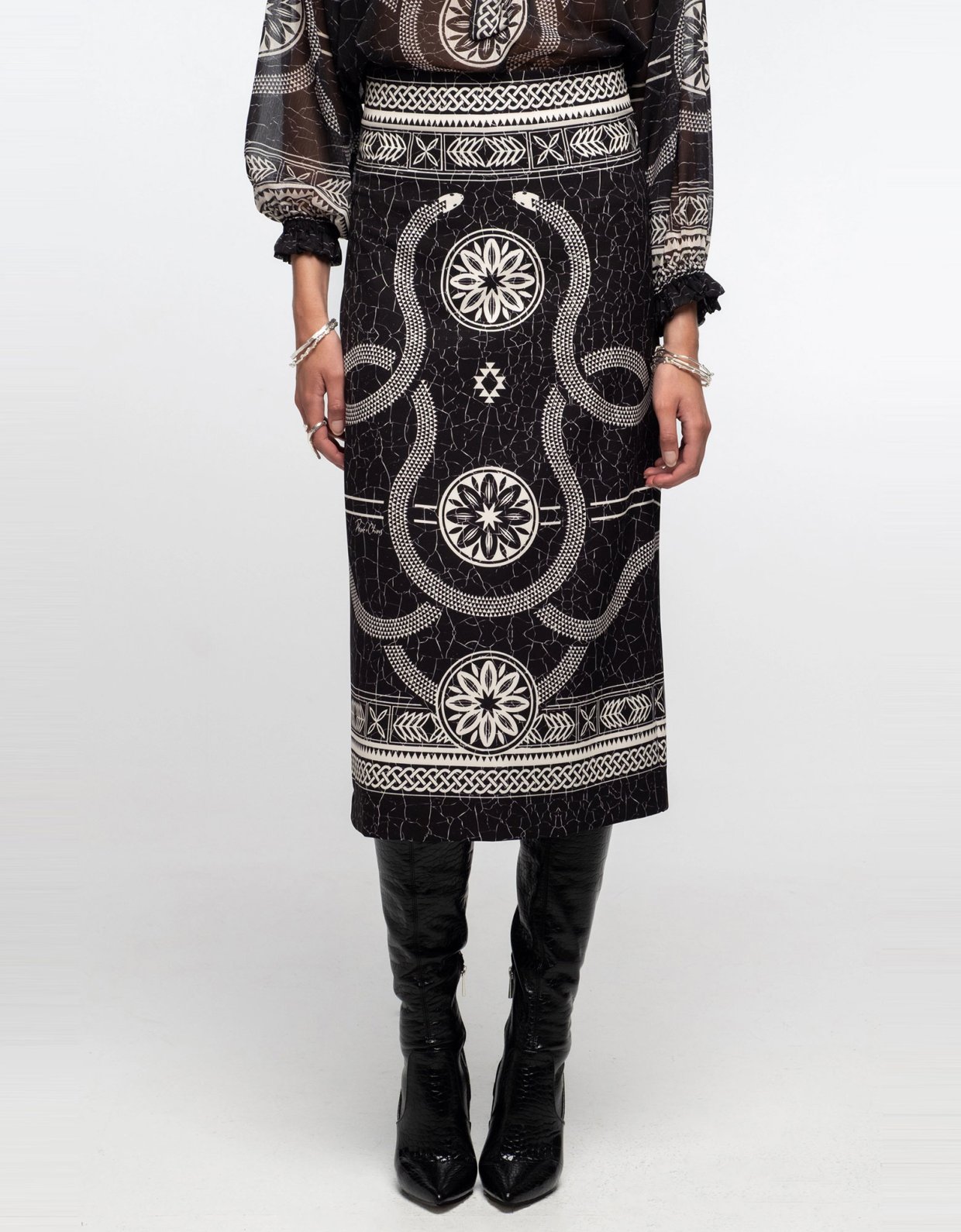 Peace and Chaos Philosophy midi skirt