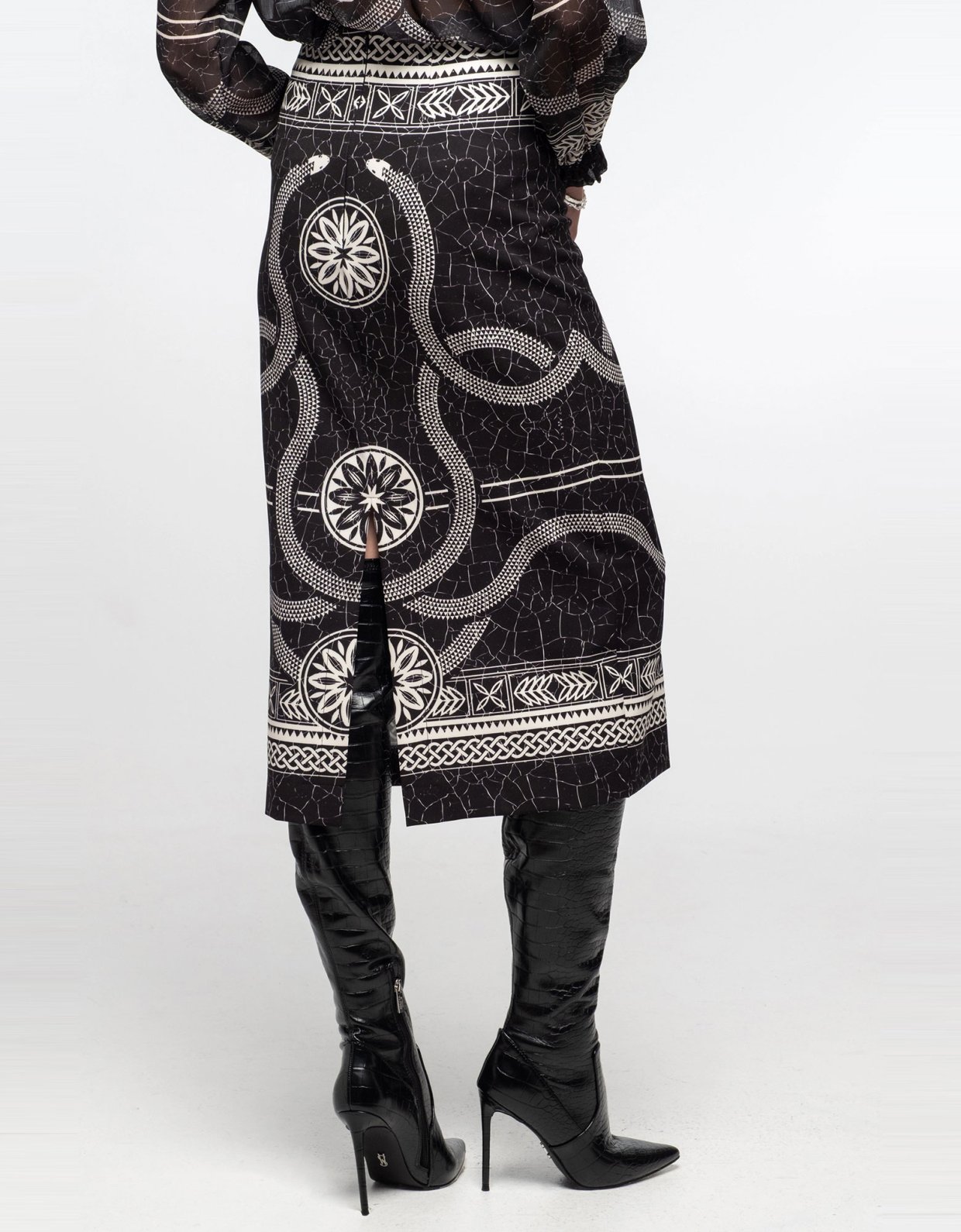 Peace and Chaos Philosophy midi skirt