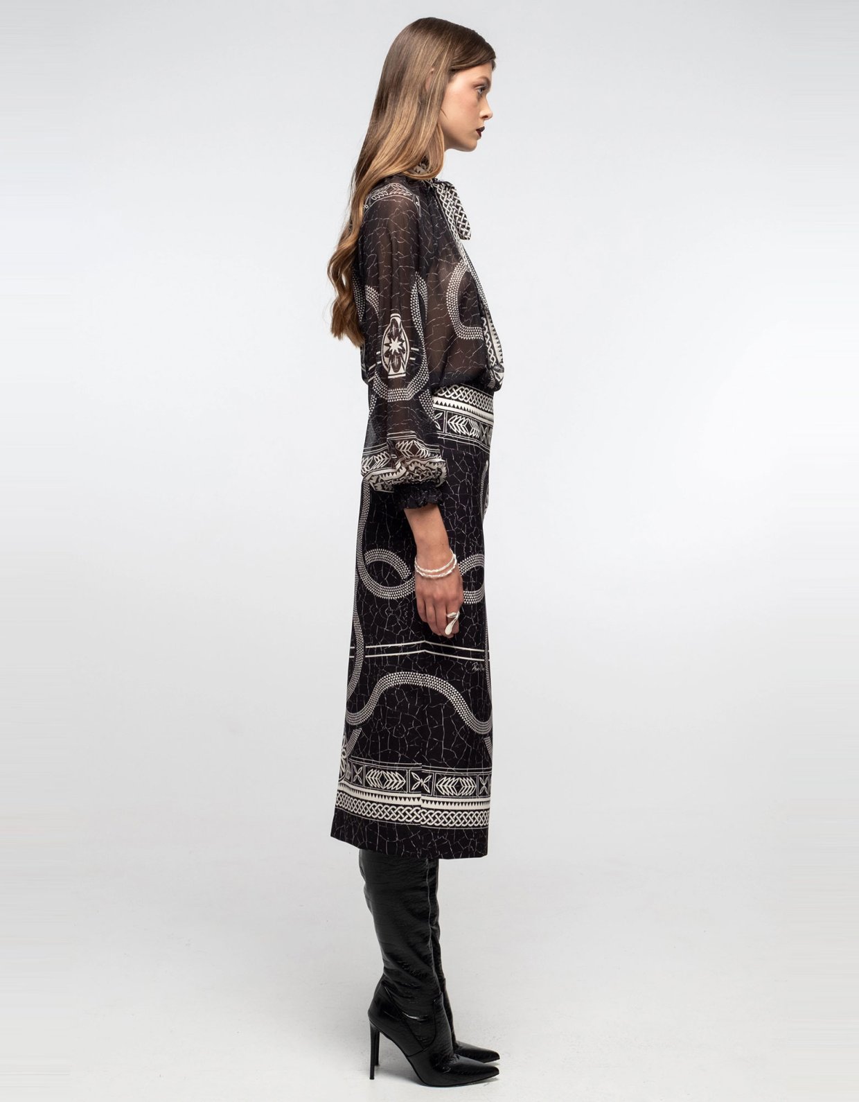 Peace and Chaos Philosophy midi skirt