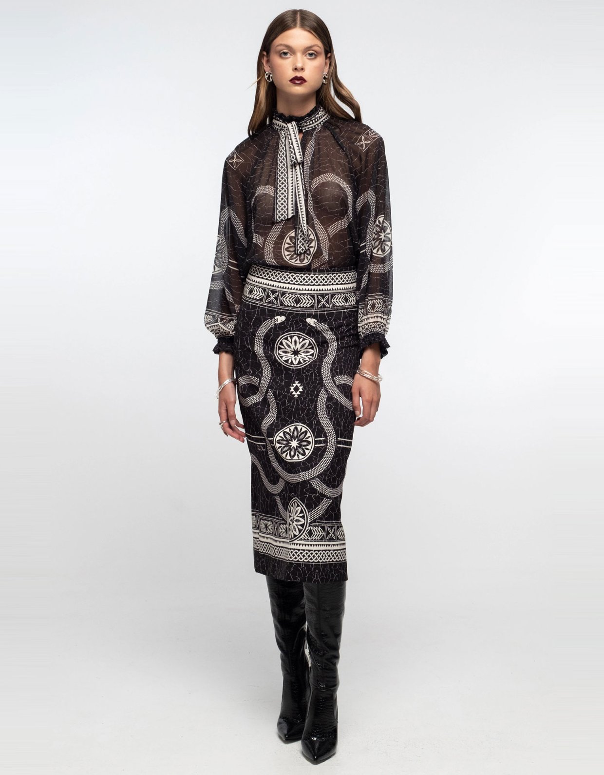 Peace and Chaos Philosophy midi skirt