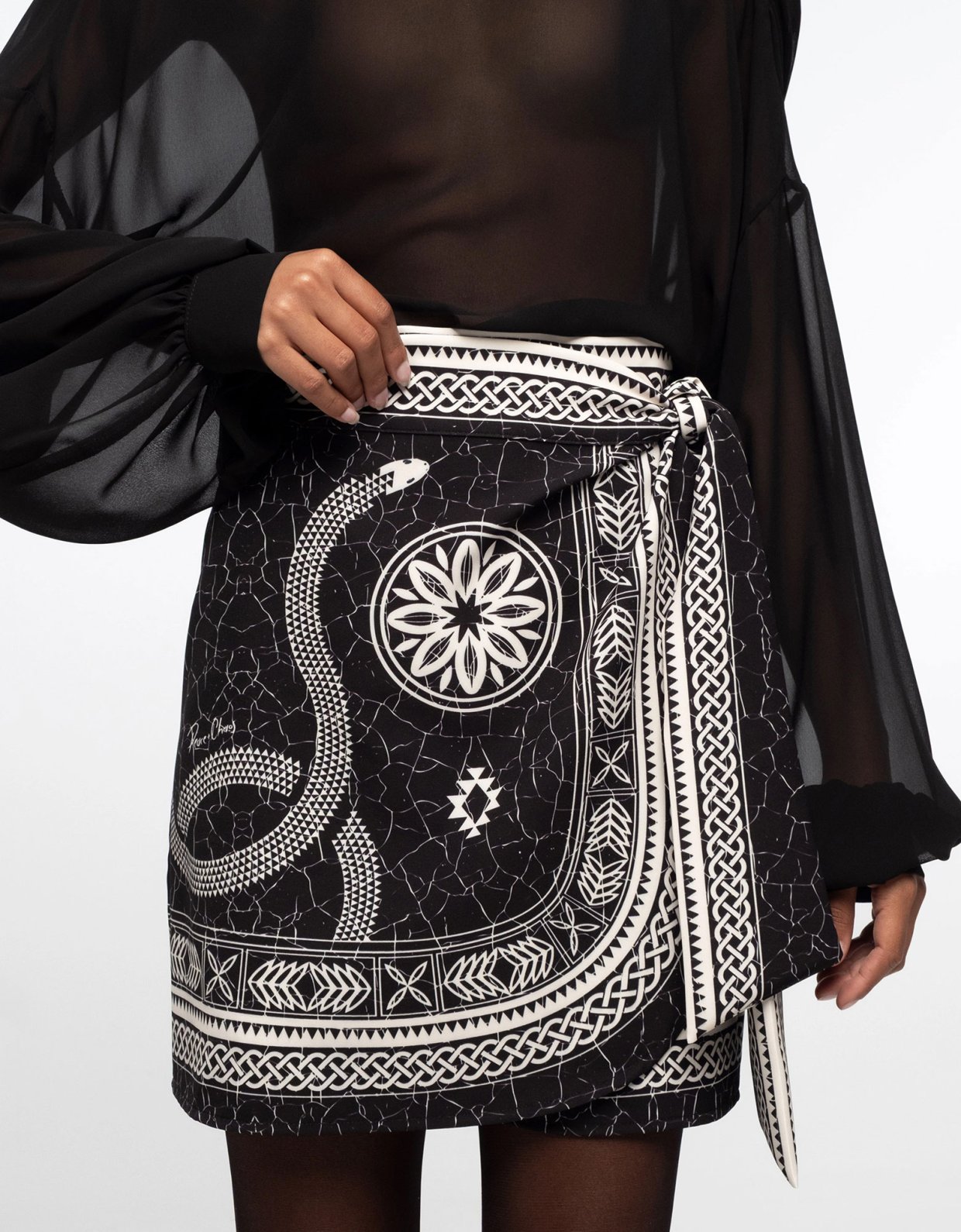 Peace and Chaos Philosophy mini wrap skirt