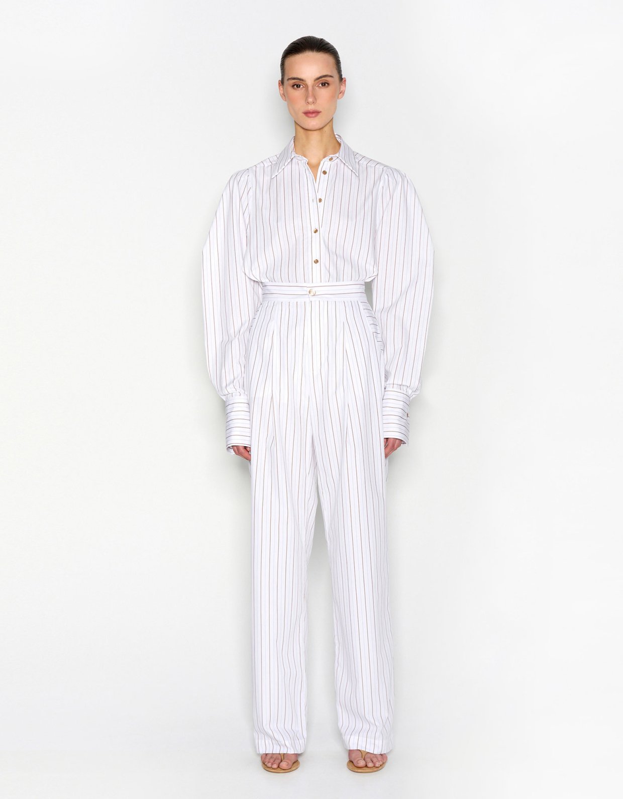Nadia Rapti Pina colada trousers white brown