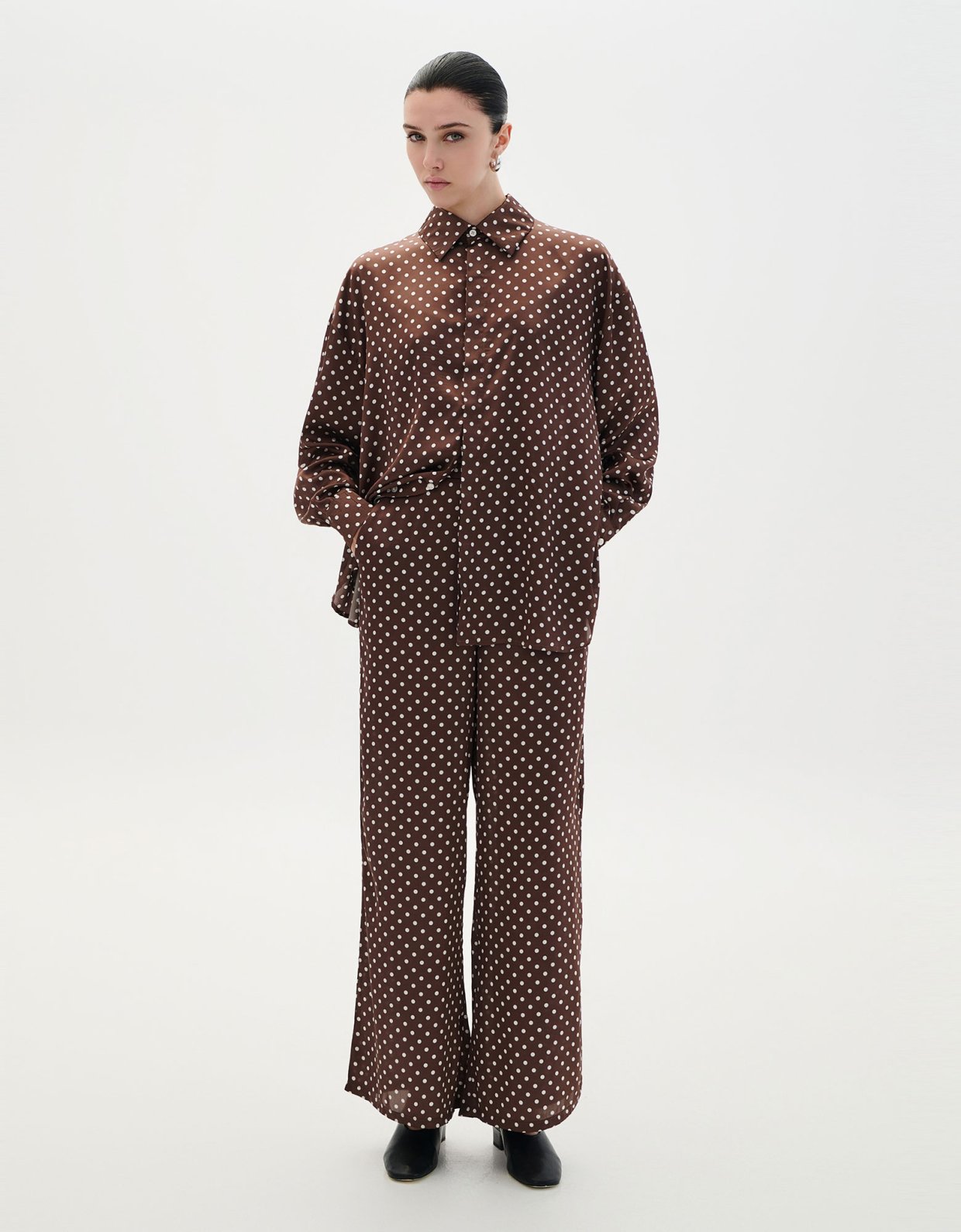 Combos Knitwear Polka dot shirt brown