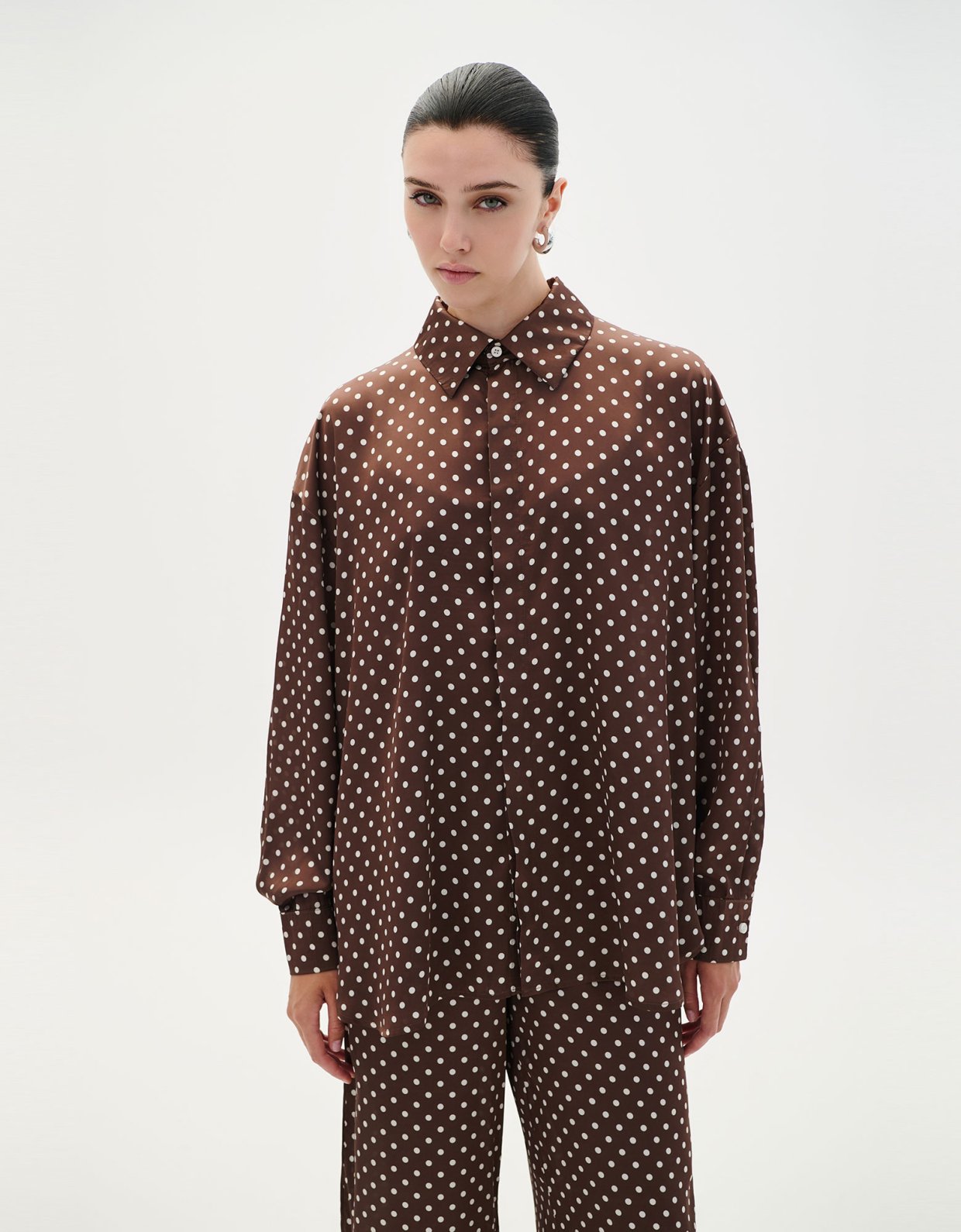 Combos Knitwear Polka dot shirt brown