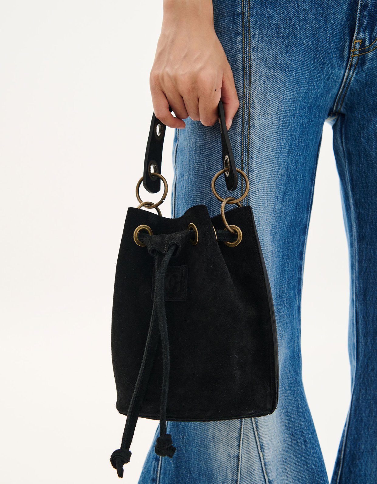 Combos Knitwear Pouch leather suede bag black
