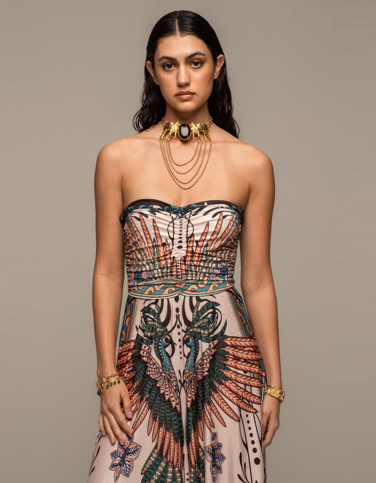 Peace and Chaos Prosperity strapless dress