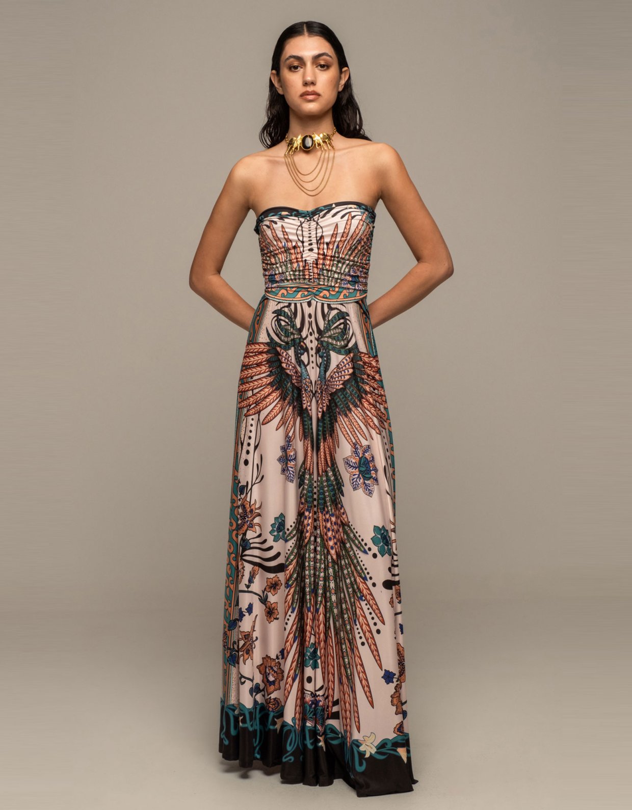 Peace and Chaos Prosperity strapless dress