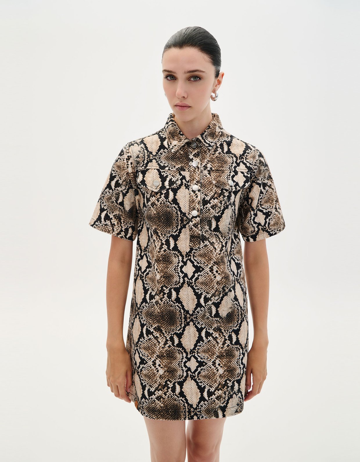 Combos Knitwear Python mini denim dress