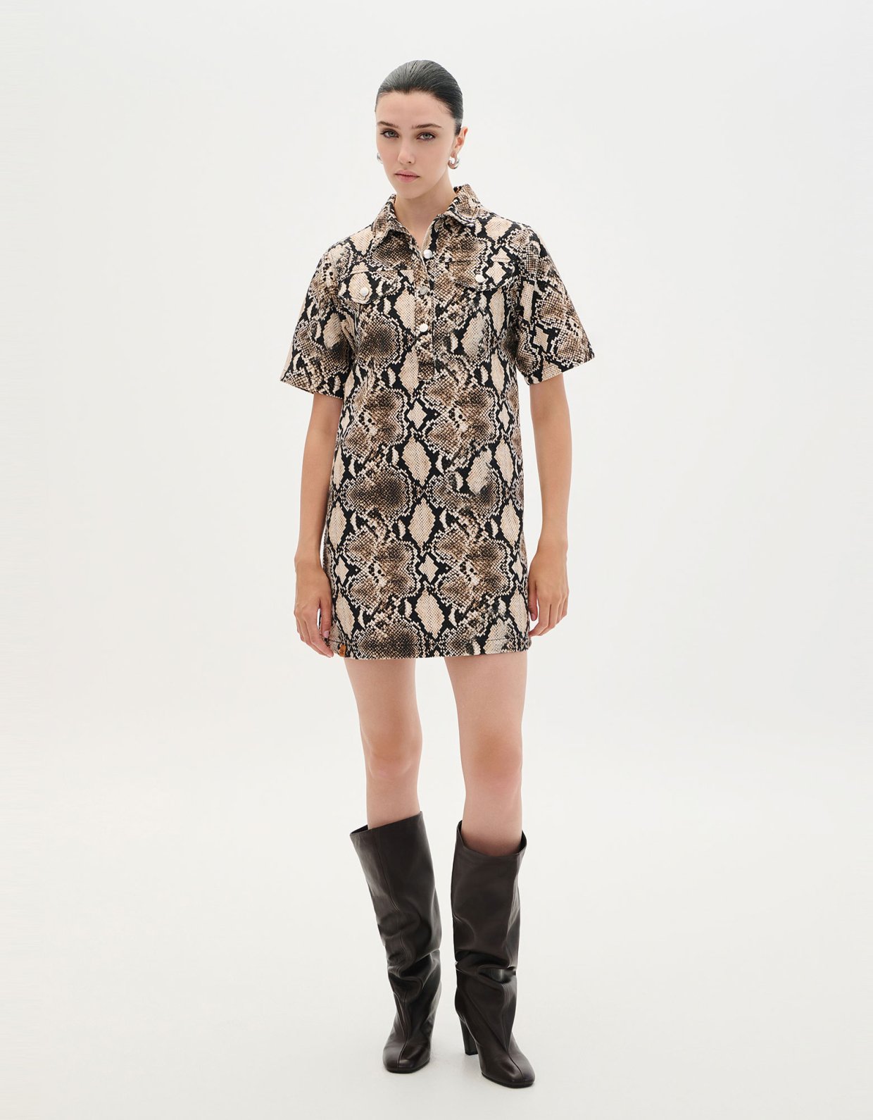 Combos Knitwear Python mini denim dress