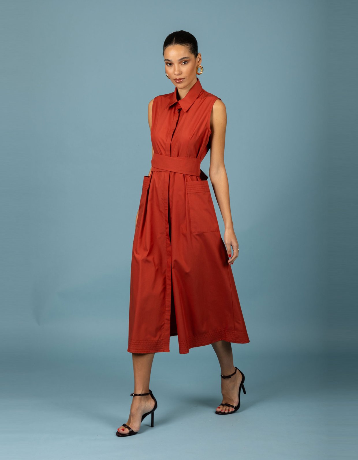 Chaton Rebecca dress red brown
