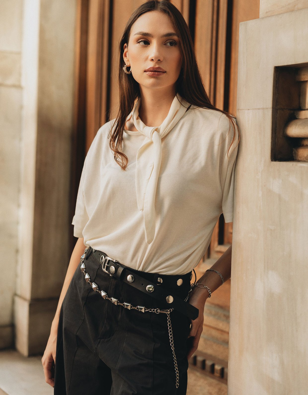 Individual Art Leather Reckless chain belt nickel