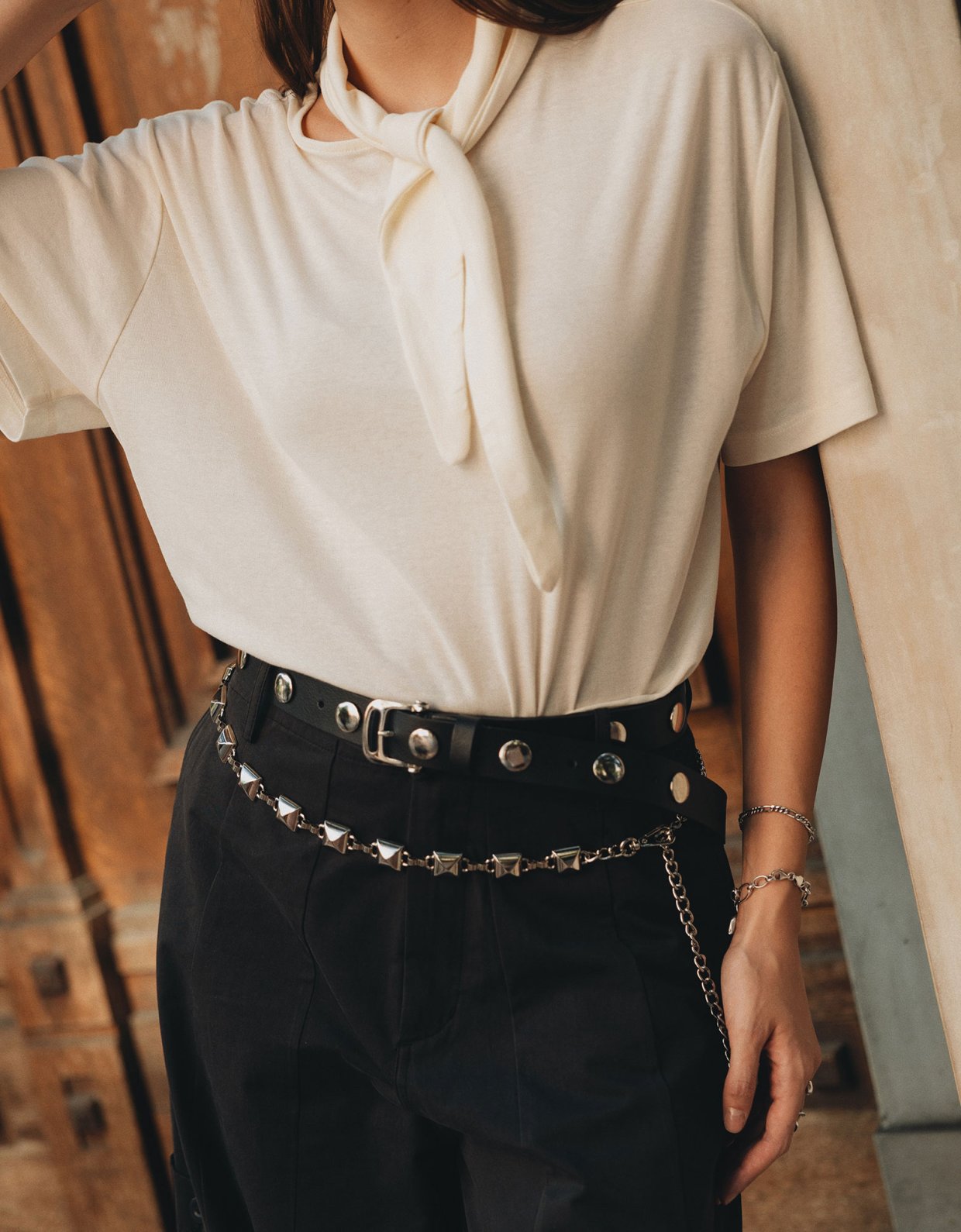 Individual Art Leather Reckless chain belt nickel
