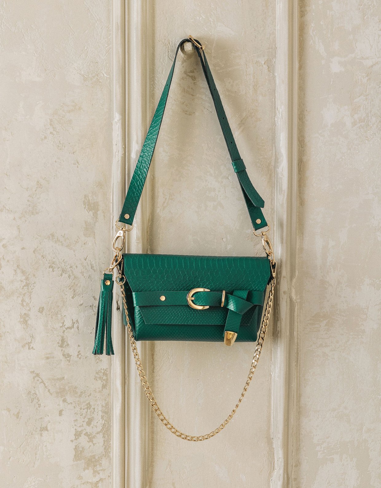 Individual Art Leather Regret me bag forest green gold