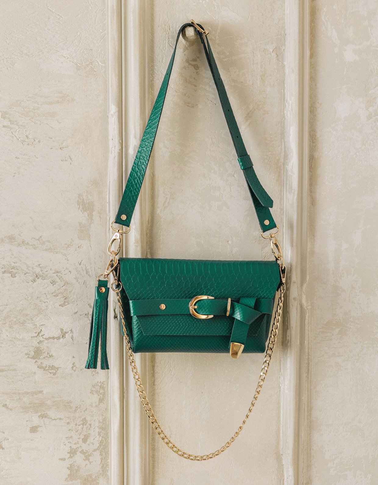 Individual Art Leather Regret me bag forest green gold