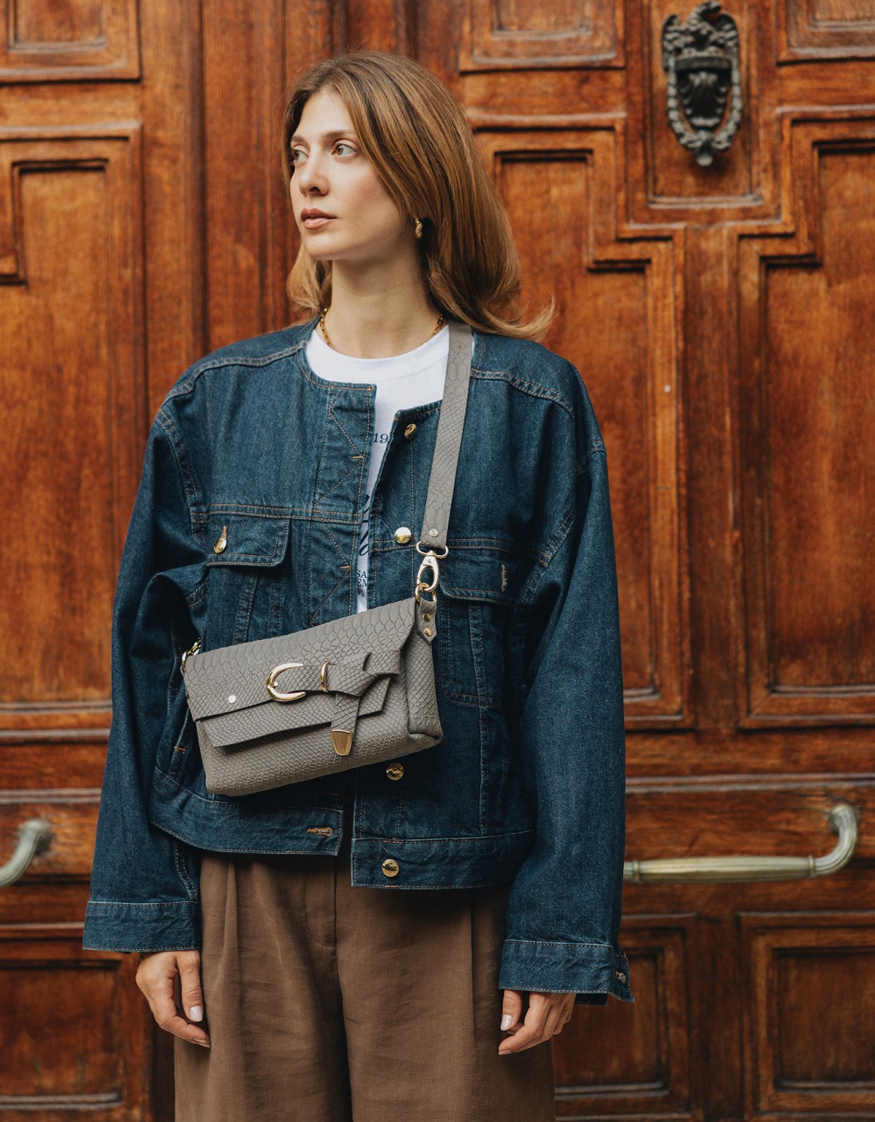 Individual Art Leather Regret me bag gray suede gold