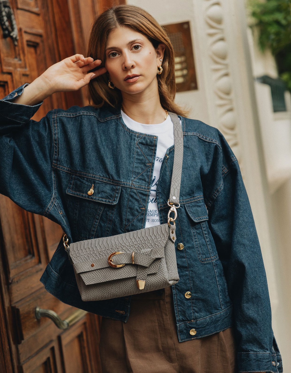 Individual Art Leather Regret me bag gray suede gold