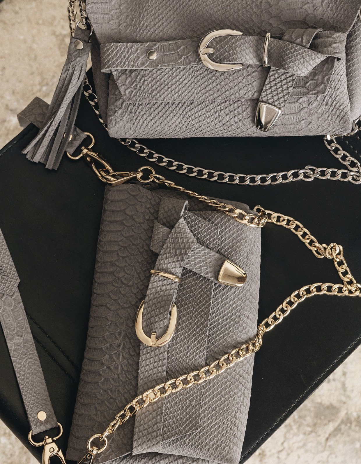 Individual Art Leather Regret me bag gray suede gold
