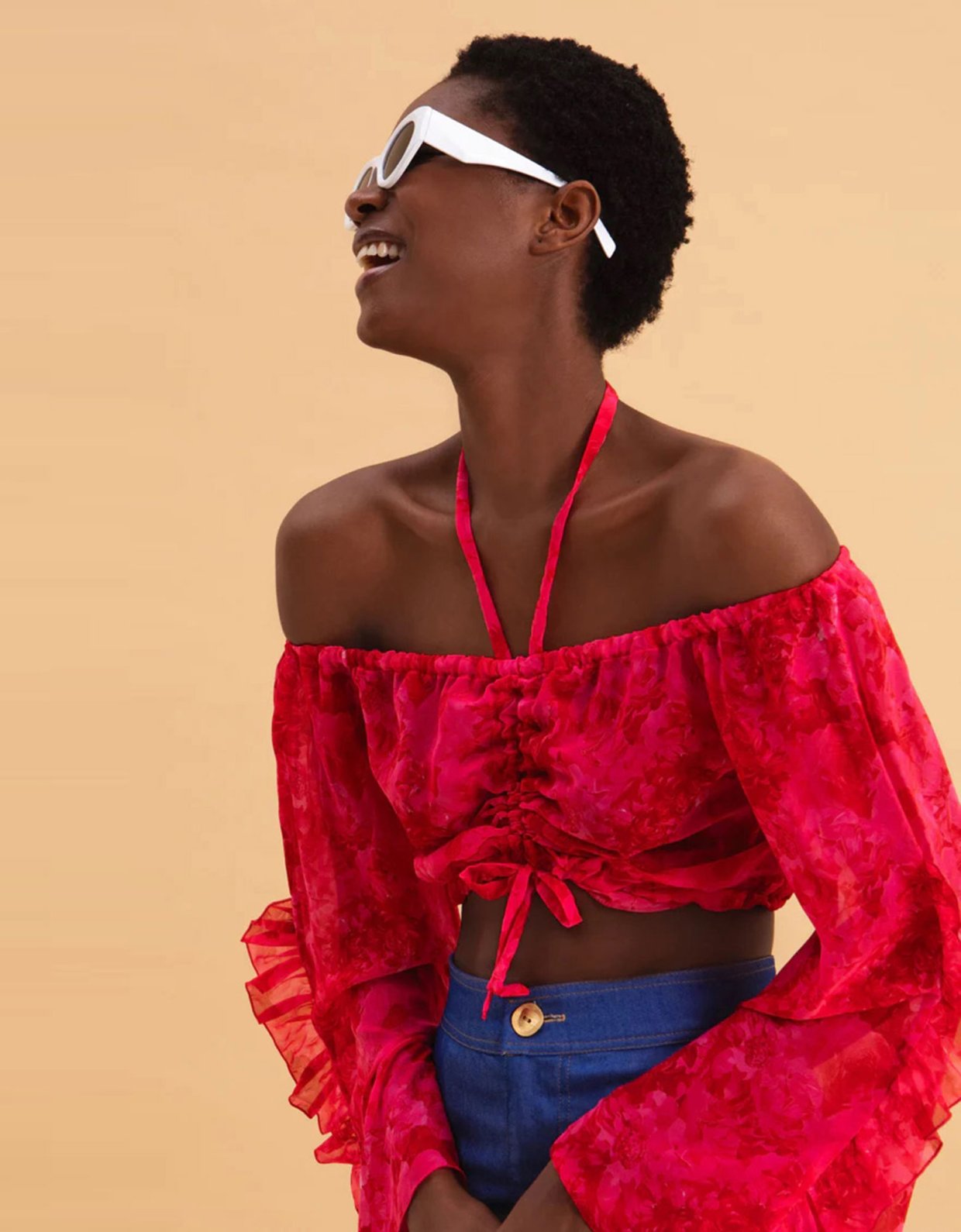 Eveleya Ruby rose off shoulder top