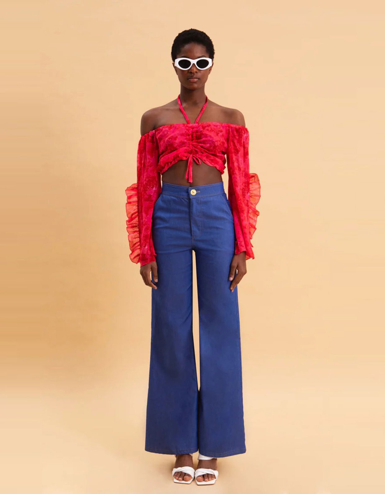 Eveleya Ruby rose off shoulder top