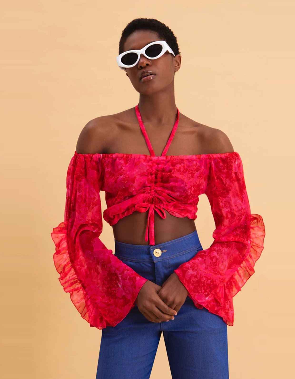 Eveleya Ruby rose off shoulder top