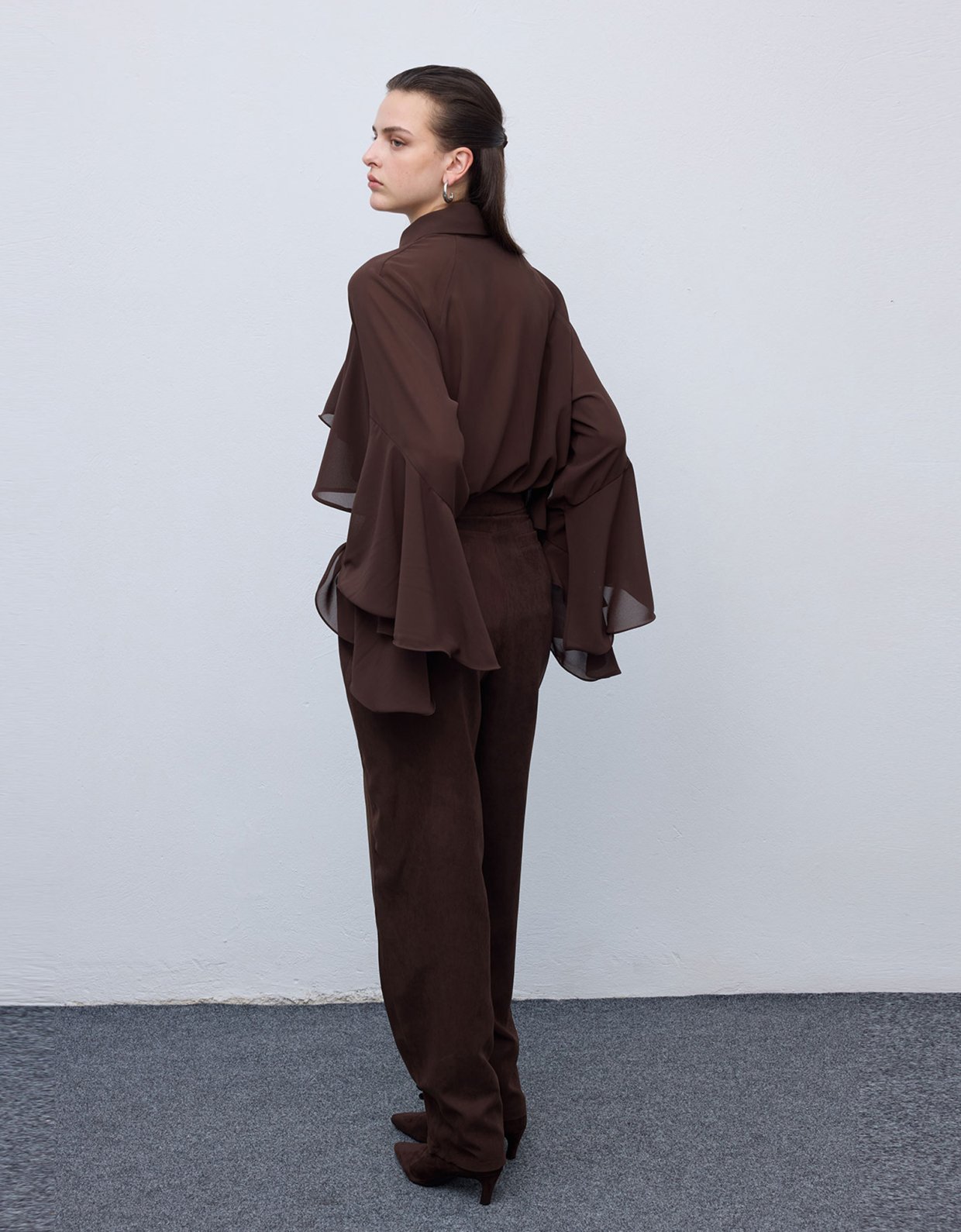 Ciel Concept Ruffle shirt brown