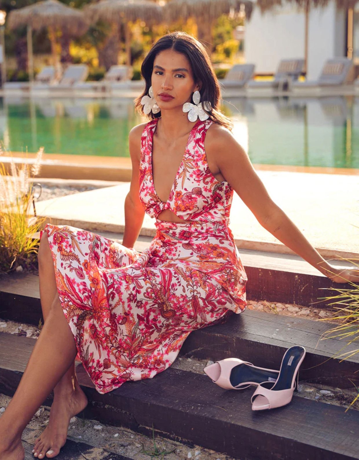 Eveleya Rustic romance midi satin dress